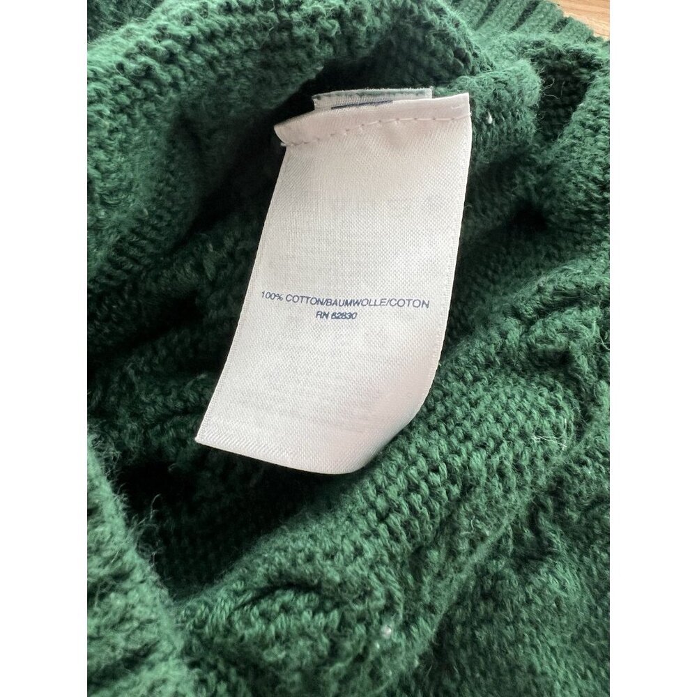 Lands End Sweater Crew Neck Pullover 100% Cotton Chunky Knit Dark Green L, 14-16 - Picture 7 of 9